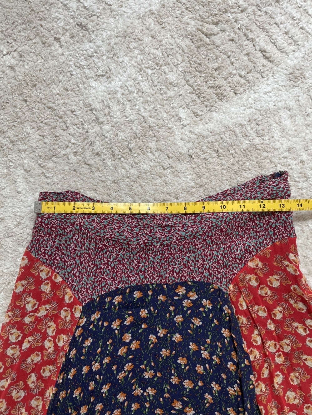 Anthropologie Red and Navy Mixed Floral Midi Skirt Size S - Picture 8 of 12